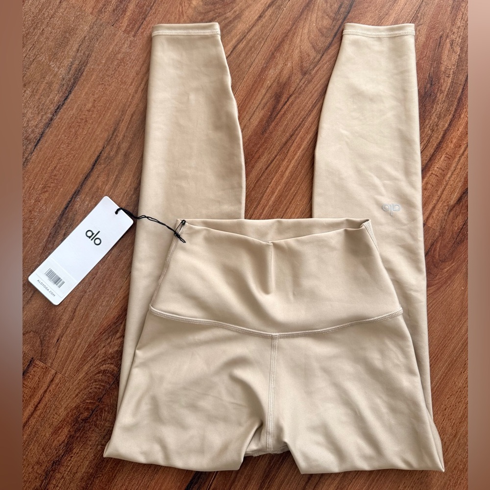 ALO Yoga Airlift High-Waist Beige Gravel Leggings 7/8 length | X-Small